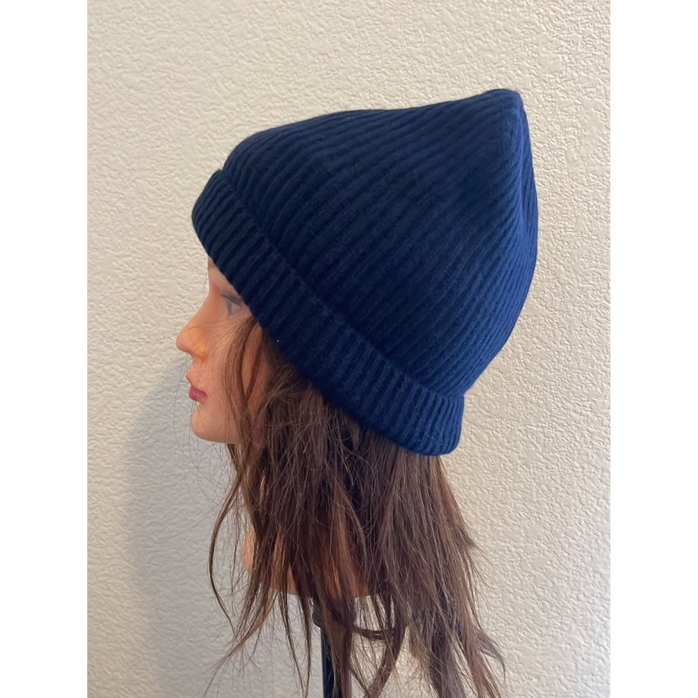 Ross & Snow Dark Blue Cashmere Beanie Winter Hat EUC